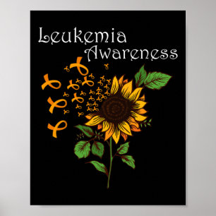 Leukemiebewustzijn Oranje lint met zonnebloem Poster