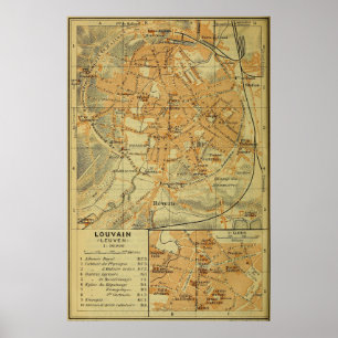  Leuven Belgium Map (1910) Poster