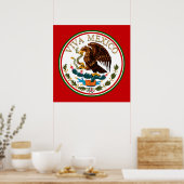 Leve Mexico Mexicaanse Vlag Icon met Gouden Tekst Poster (Keuken)