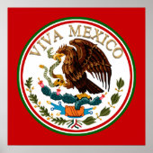 Leve Mexico Mexicaanse Vlag Icon met Gouden Tekst Poster (Voorkant)