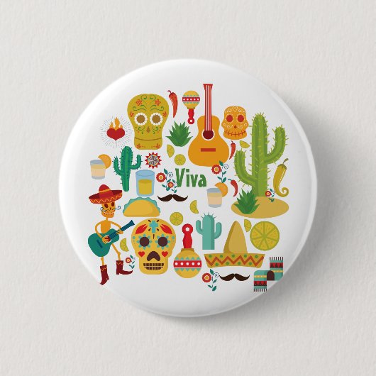 leve mexico ronde button 5,7 cm (Voorkant)