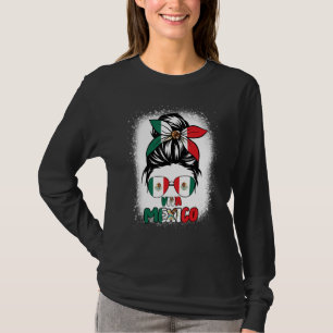 Leve Mexico Vrouwen Rommelige Bun Haar Mexicaanse T-shirt