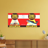 Levee Brand Salmon Label- Seattle, WA Canvas Afdruk (Insitu (Woonkamer))