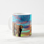 Levée de soleil de l'éléphant Opal, Mug de café (Devant gauche)