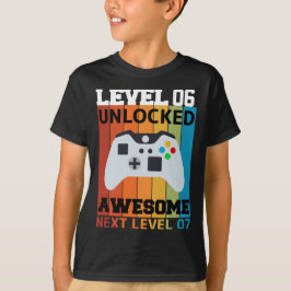 Level 06 Unlocked Verjaardag T-shirt – Gamer Kinde