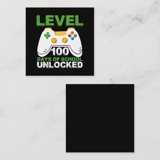Level 100-dagen game-spel zonder vergrendeling op vierkante visitekaartje (Voorkant / Achterkant)