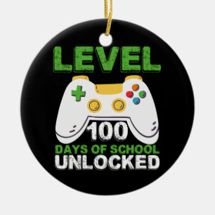 Level 100 dagen school ontgrendeld gamer videogame keramisch ornament