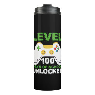 Level 100 dagen school ontgrendeld gamer videogame thermosbeker