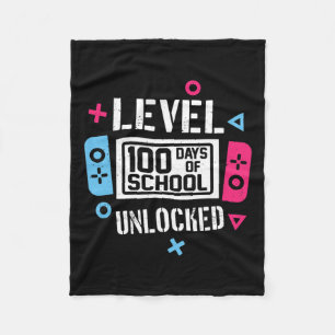 Level 100 Dagen School Ontgrendeld Gamer Videospel Fleece Deken