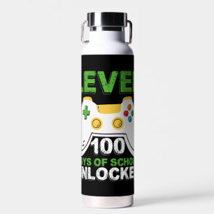 Level 100 Dagen School Ontgrendeld Gamer Videospel Waterfles