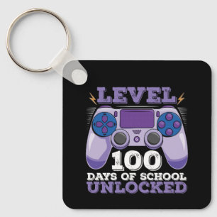 Level 100 Dagen Van School Ontgrendeld Gamer Gamen Sleutelhanger