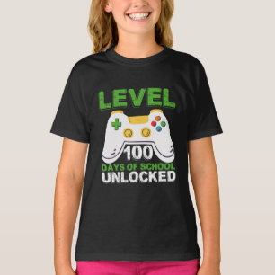 Level 100 Dagen Van School Ontgrendeld Gamer Video T-shirt