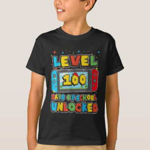 Level 100 Days of School ontgrendeld gaming Pixel  T-shirt