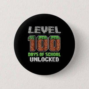 Level 100 Days of School ontgrendeld Pixel-videoga Ronde Button 5,7 Cm