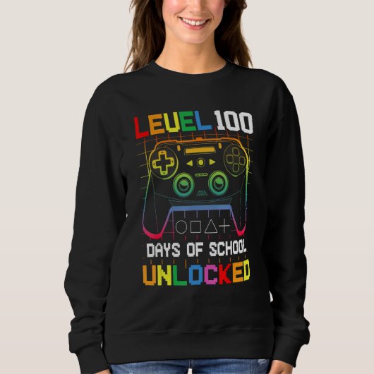 Level 100 days Of School Unlocked Gamer Video Game Trui (Voorkant)