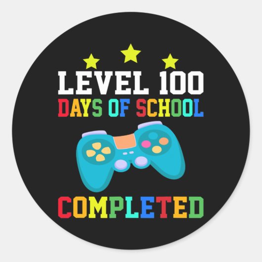 LEVEL 100 DAYS OF SCHOOL Video Game Teachers Ronde Sticker (Voorkant)