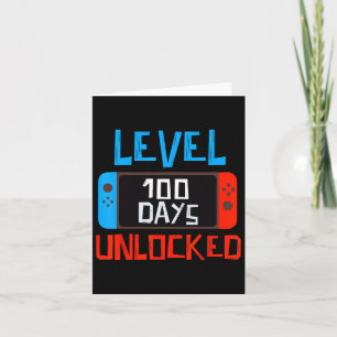 Level 100 Days School Unlocked Gamer Boys Funny 10 Kaart