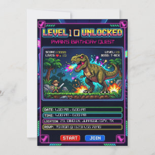 Level 10 Arcade Game T Rex Jongens Verjaardag Kaart