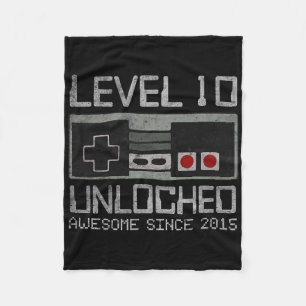 Level 10 ontgrendeld 10e verjaardag 10 jaar oude v fleece deken