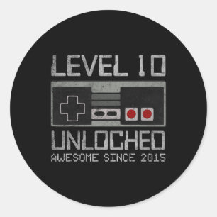 Level 10 ontgrendeld 10e verjaardag 10 jaar oude v ronde sticker