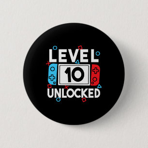 Level 10 Ontgrendeld Gamer 10e Verjaardag Videospe Ronde Button 5,7 Cm