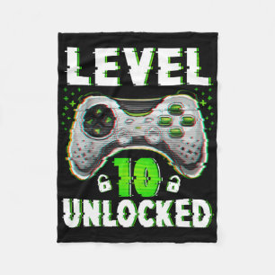 Level 10 Ontgrendeld Videospel 10 Jaar Oude Jongen Fleece Deken