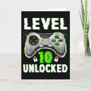 Level 10 Ontgrendeld Videospel 10 Jaar Oude Jongen Kaart