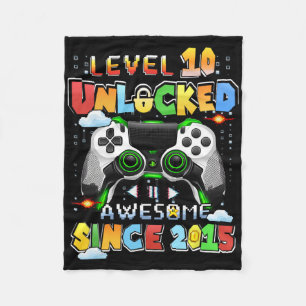 Level 10 Ontgrendeld Videospelertje 10 Jaar 10 Ver Fleece Deken