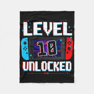 Level 10 Ontgrendelde Gamer Jongens 10e Verjaardag Fleece Deken