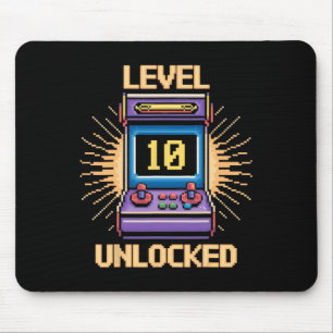 Level 10 Unlock Verjaardagsgamer 10 jaar oude vide Muismat