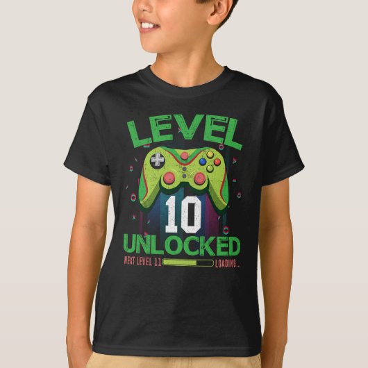 Level 10 Unlocked  – 10th Birthday Gift   T-shirt (Voorkant)