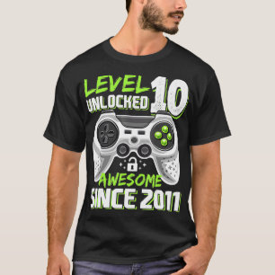 Level 10 Unlocked Awesome 2011 Video Game 10th Bir T-shirt