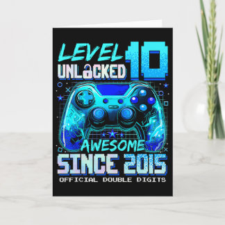 Level 10 Unlocked Awesome Since 2015 10th Birthday Kaart