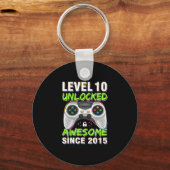 Level 10 Unlocked Awesome Since 2015 10th Birthday Sleutelhanger (Voorkant)