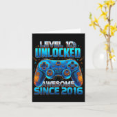 Level 10 Unlocked Awesome Since 2016 10th Birthday Kaart (Gele Bloem)