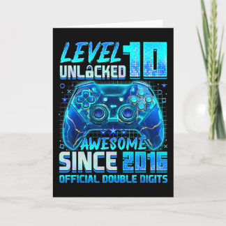 Level 10 Unlocked Awesome Since 2016 10th Birthday Kaart