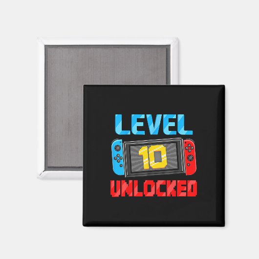 Level 10 Unlocked Gamer 10th Birthday Gift Video G Magneet (Voorkant / Achterkant)
