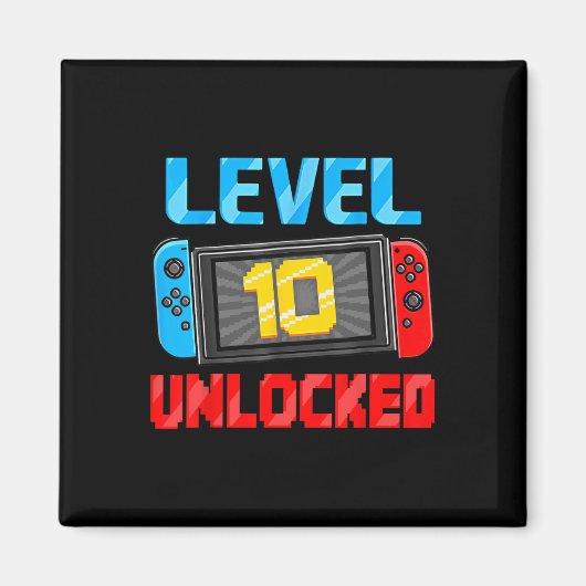 Level 10 Unlocked Gamer 10th Birthday Gift Video G Magneet (Voorkant)