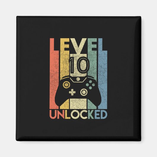 Level 10 Unlocked Shirt Funny Video Gamer 10th Bir Magneet (Voorkant)