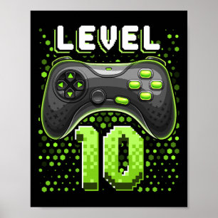 Level 10 videospelcontroller 10e verjaardag gamer poster