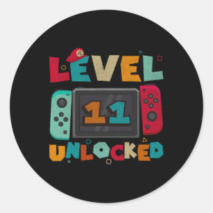 Level 11 Ontgrendeld Gaming Verjaardag Jongens 11e Ronde Sticker
