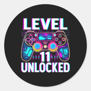 Level 11 Ontgrendeld T-shirt Grappige Videospeler  Ronde Sticker