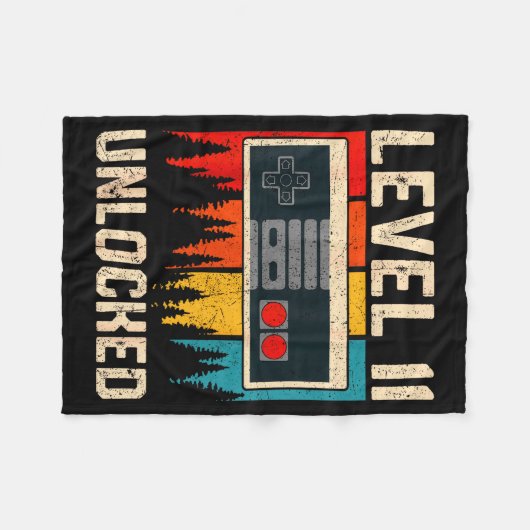 Level 11 Unlocked Video Game Controller Birthday M Fleece Deken (Voorkant (Horizontaal))