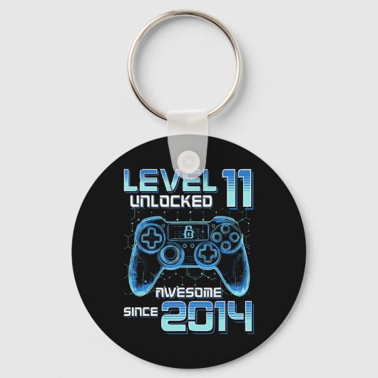 Level 11 Unlocked Video Game Party 11th Birthday G Sleutelhanger (Voorkant)