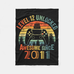 Level 12 ontgrendeld videogame 12 jaar oud 12e BIR Fleece Deken