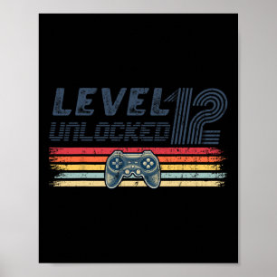 Level 12 Ontgrendeld Videospel 12e Verjaardag Game Poster