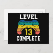 Level 13 Compleet, Retro Videogamer 13e Verjaardag Briefkaart (Voorkant / Achterkant)
