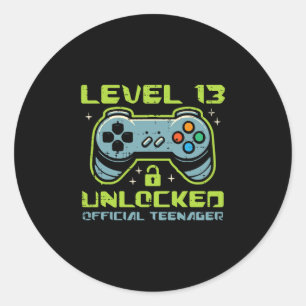 Level 13 Ontgrendeld Officiële Tiener 13e Verjaard Ronde Sticker