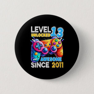 Level 13 ontgrendeld videospel 13e verjaardag ronde button 5,7 cm