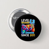 Level 13 ontgrendeld videospel 13e verjaardag ronde button 5,7 cm (Voorkant /achterkant)